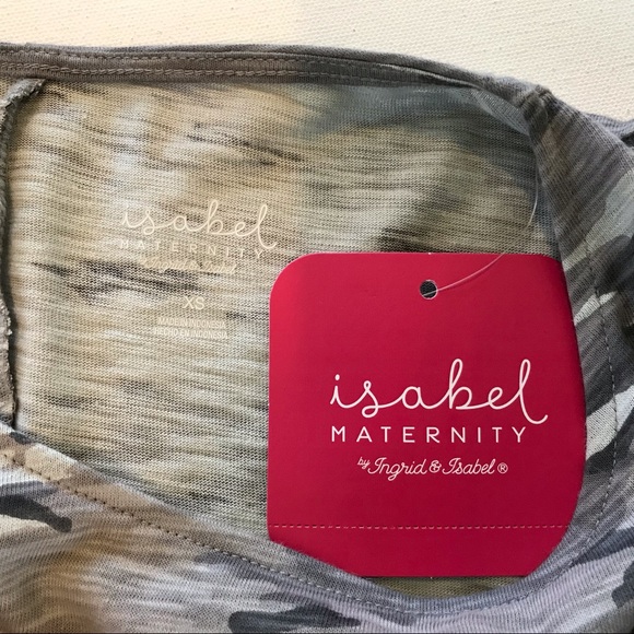 NEW Isabel Maternity Gray Camo Flutter Short Sleeve Midi Dress XS - Picture 5 of 8